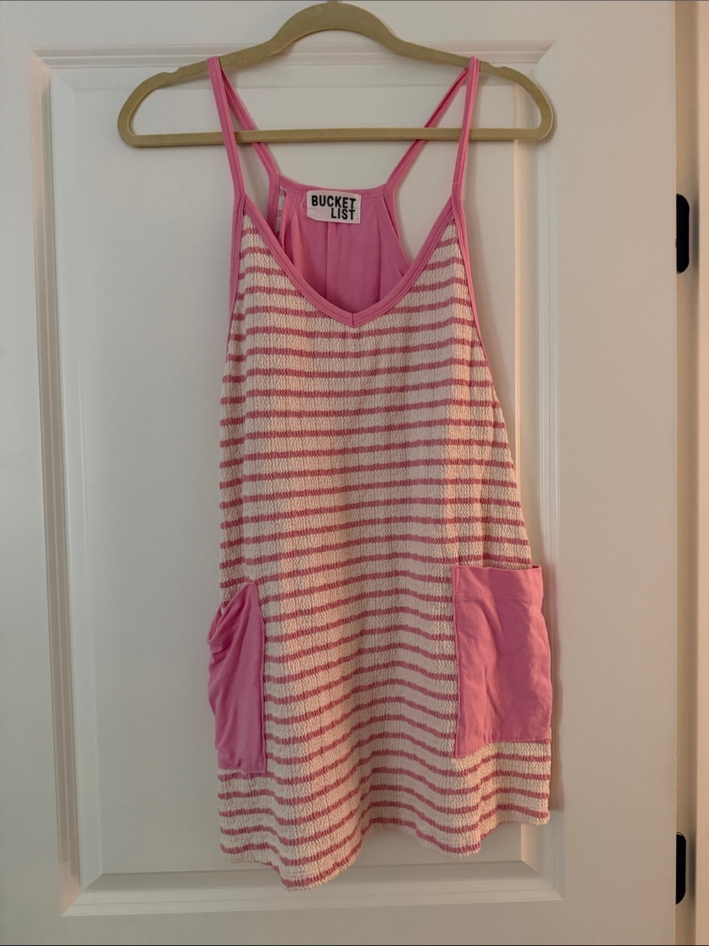 BUCKETLIST Pink and White Striped Tank Dress